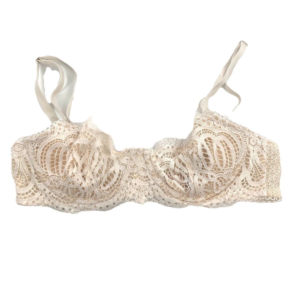 Victoria's Secret Dream Angels Push Up Without Padding Full Lace Bra 34B Cream